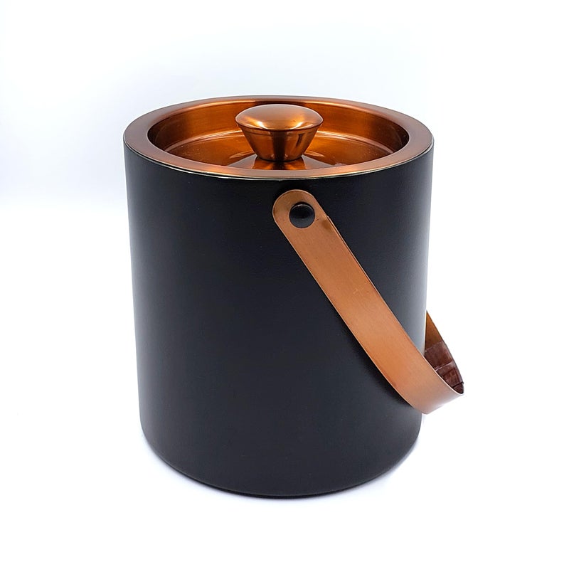 EVK® Double Wall Stainless Steel Ice Bucket with Tong and Peg Measurer | Black & Copper Ice Bucket for Bar & Home - Image 4