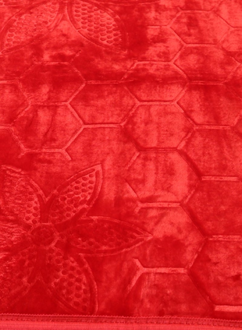 Yuwell Embossed Prayer Mat Anti-Slip Velvet Top Islamic Prayer Mat Sajadah Prayer Rug Salah Mat For Men And Women Eid Gift And Ramadan Gift 70X110CM Red  - Image 2