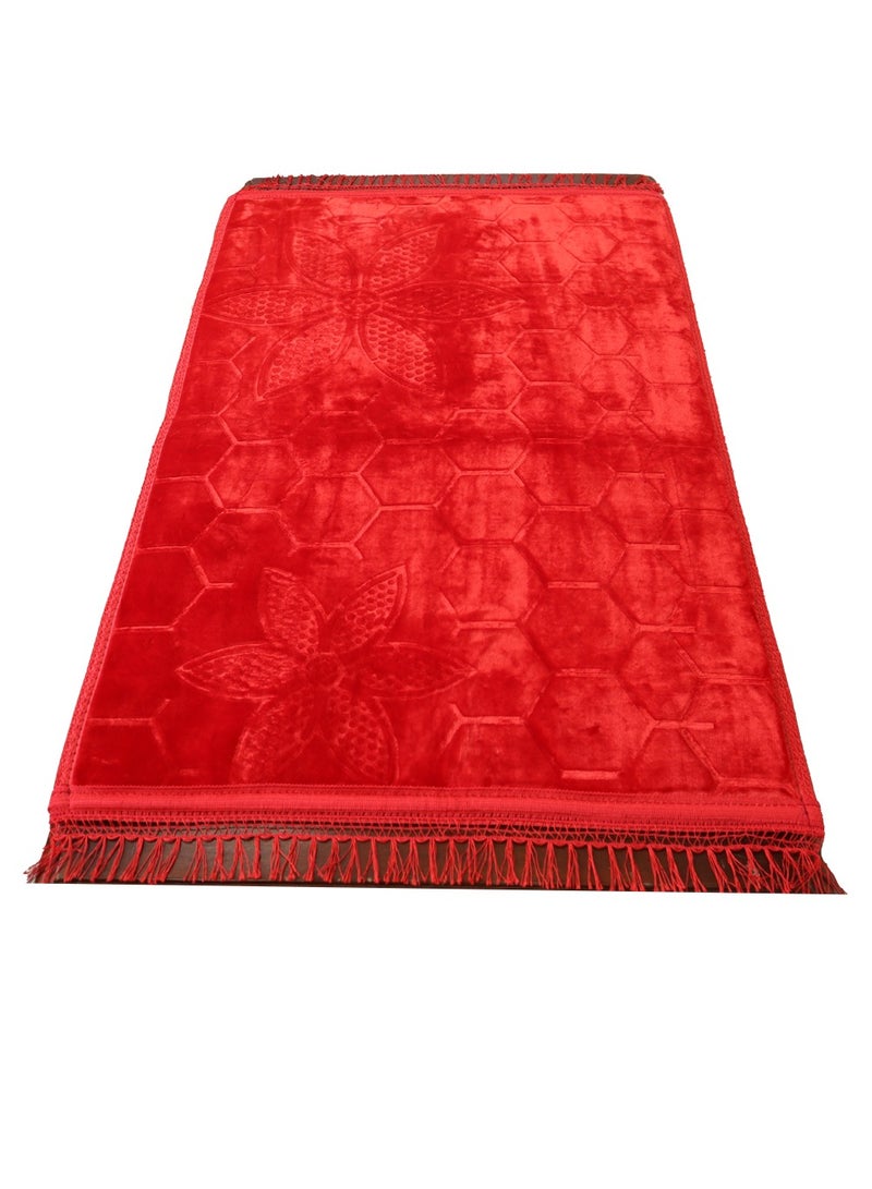 Yuwell Embossed Prayer Mat Anti-Slip Velvet Top Islamic Prayer Mat Sajadah Prayer Rug Salah Mat For Men And Women Eid Gift And Ramadan Gift 70X110CM Red  - Image 5