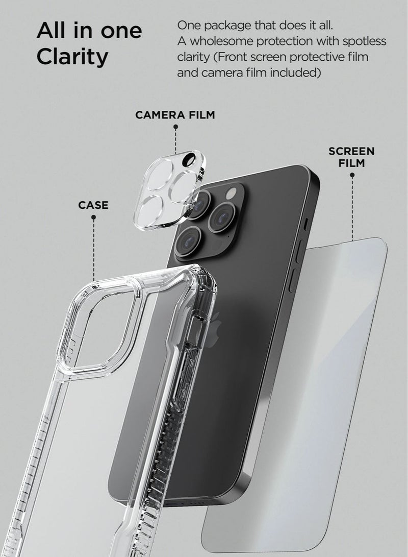 VRS Design Terra Guard Crystal iPhone 14 Pro Max Case Cover with Tempered Glass Screen Protector and Camera Lens Protector - Clear  - Image 3