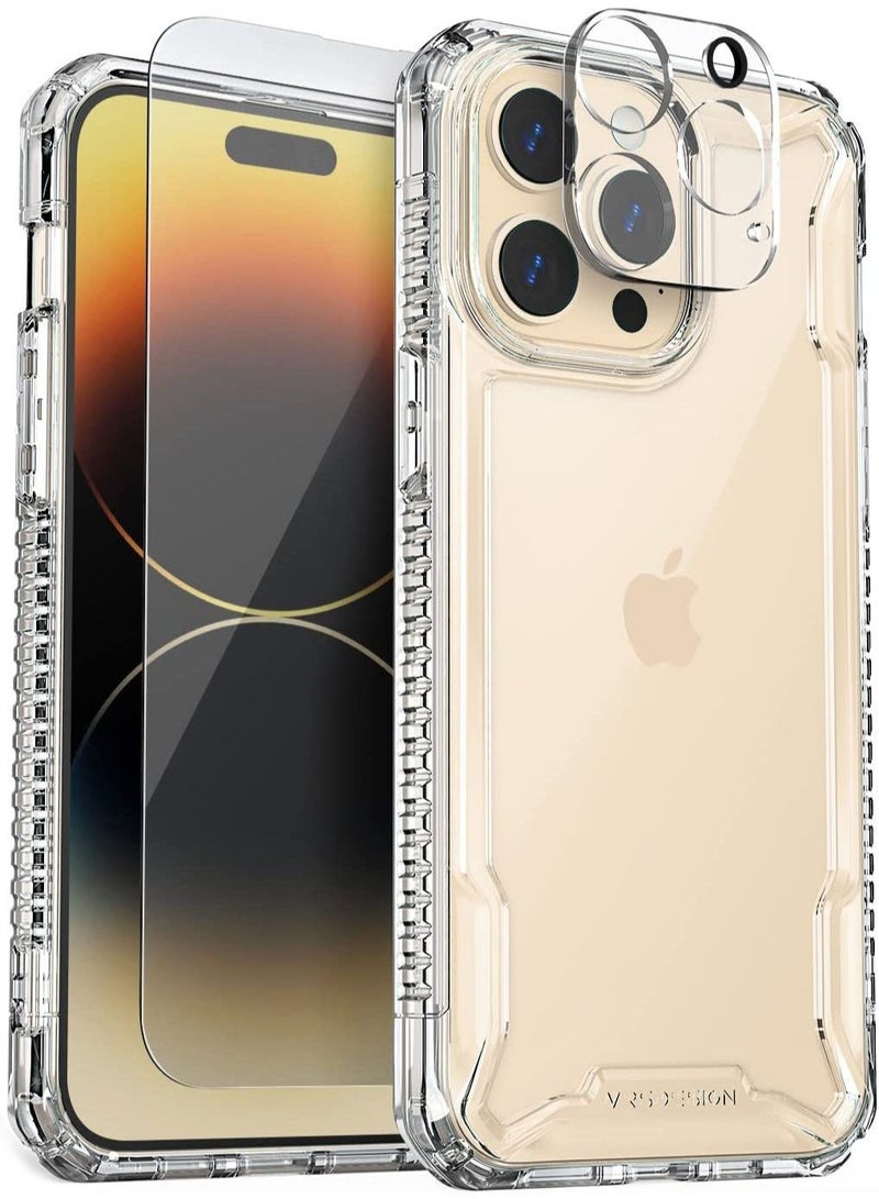 VRS Design Terra Guard Crystal iPhone 14 Pro Max Case Cover with Tempered Glass Screen Protector and Camera Lens Protector - Clear  - Image 1