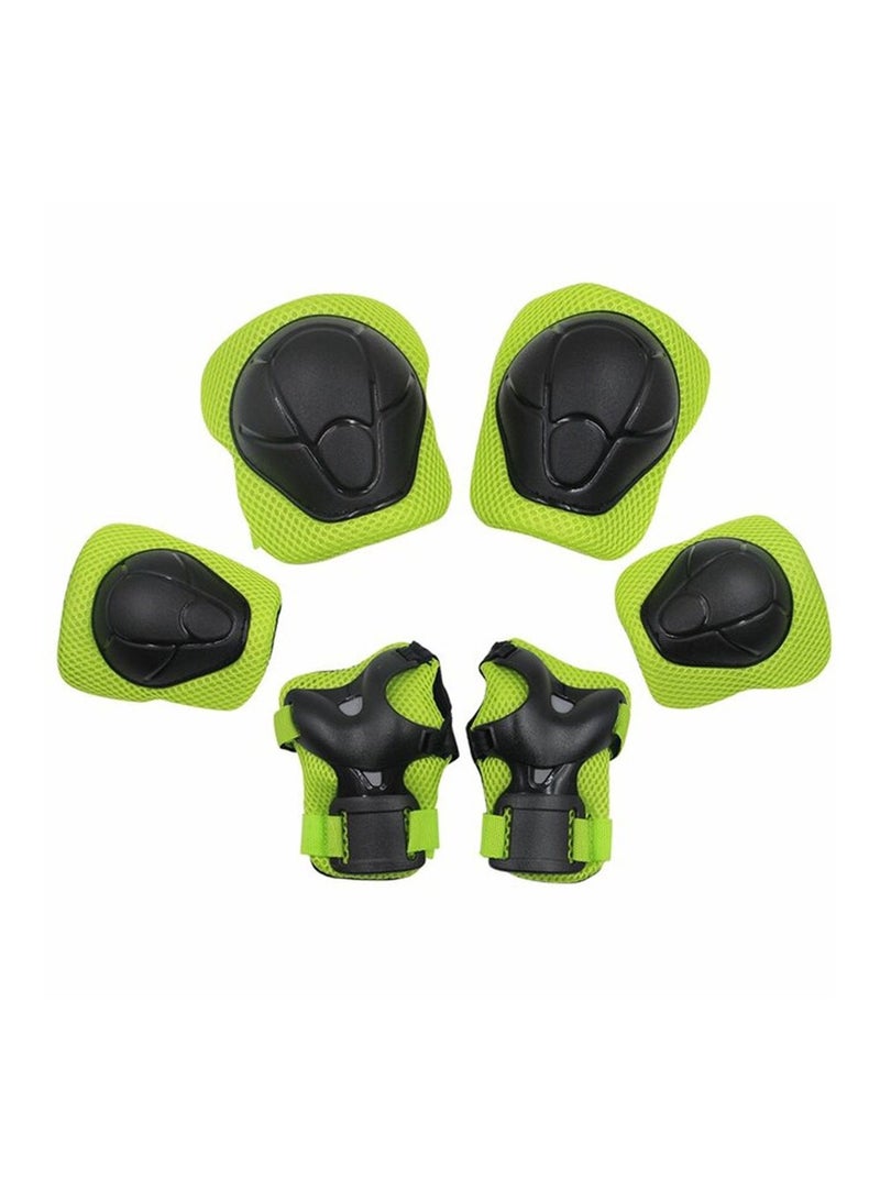 Roller Skating Protective Gear, Children's Helmet Set of Riding Elbow Wristband, Skateboard Skates Balance Bike Helmet Knee Pads, 7 pcs (Green)  - Image 2