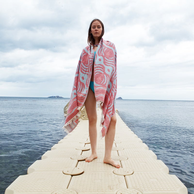 Anemoss Turkish Peshtemal Bath Towel, Large Size 100x180cm, Aquarium Pattern Design, 100% Cotton Soft & Quick Dry Material, Versatile Use for Beach, Pool and Bath, Peshtemal Bath Towel - Image 4