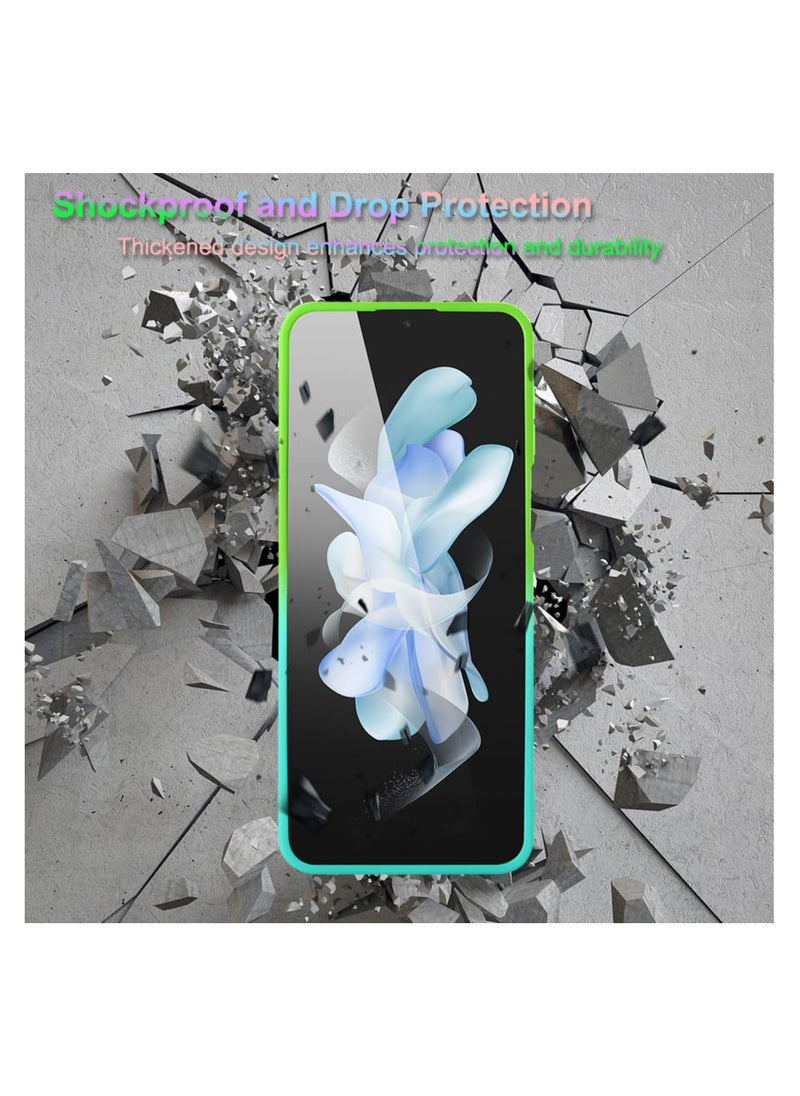 SYOSI - Minimalist Matte Case for Samsung Galaxy Z Flip 5 Case with Camera Lens Protector, [Compatible with leaf] Luxury Gradient Color Cover Matte Back Shockproof Protective Case (Gradient Teal Green) - Image 1
