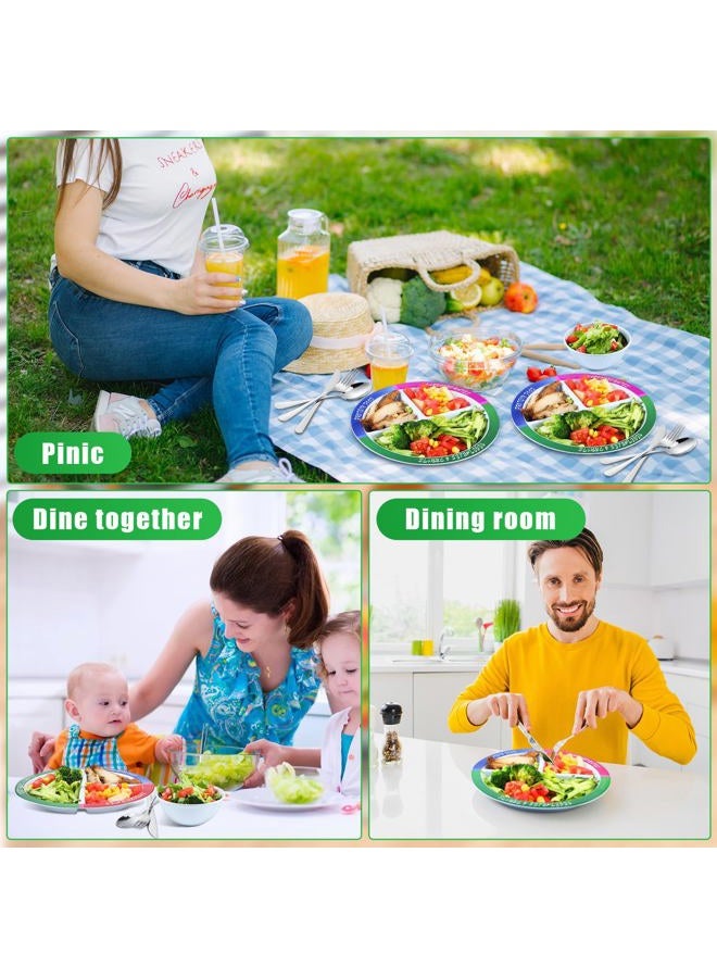 Singhoow 4 Pieces Portion Control Plate Bowls with 2 Pairs Stainless Steel Silverware Flatware 8.5 Inch Self Measuring Divided Plate Diet Plates Bowls for Weight Loss Balanced Eating Adults - Image 5