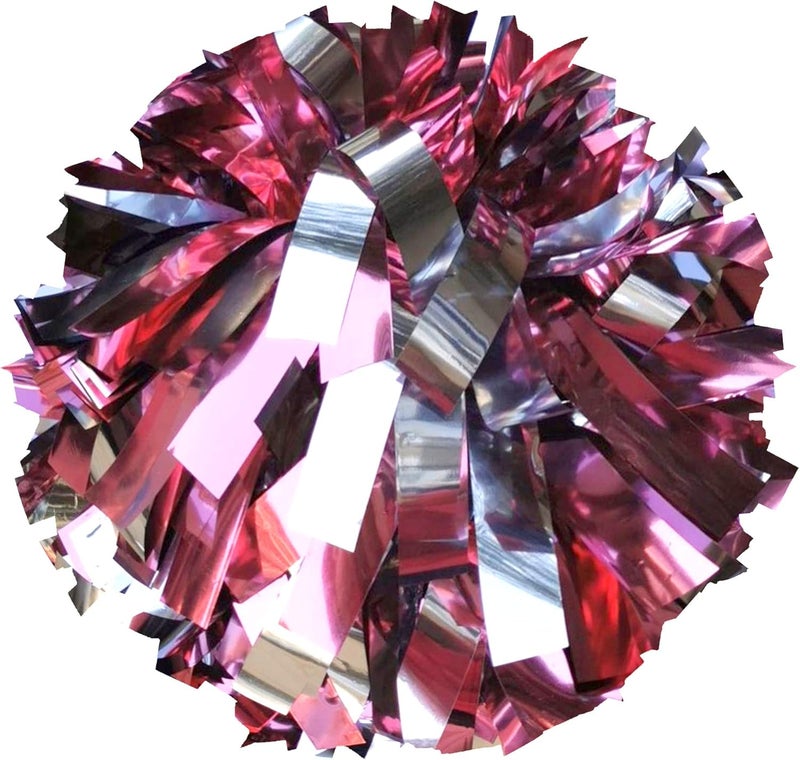 Danzcue 6 Inches Metallic Cheerleading Pom Pom with Baton Handle Pack of 2 - Image 1