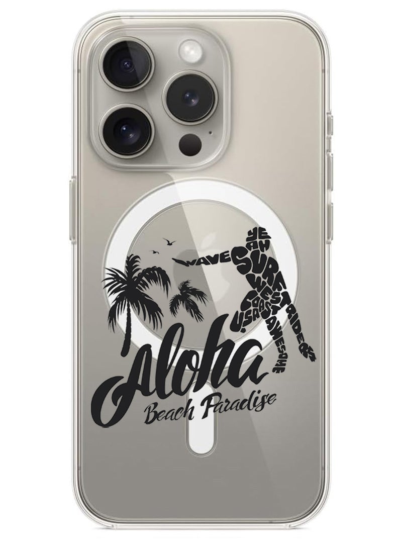Theodor Magnetic Case for iPhone 15 Pro 6.1-inch Compatible with MagSafe Wireless Charging, Shockproof Phone Bumper Cover Aloha Beach Paradise Black copy - Image 1