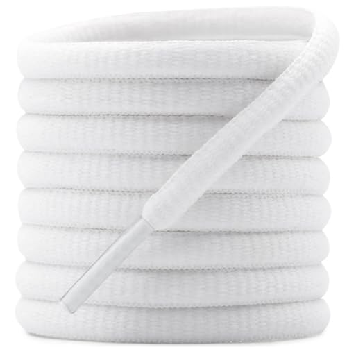 DELELE 2 Pair Oval Shoes laces Half Round 14 Athletic Shoelaces Shoe Strings White 24 inch - Image 1