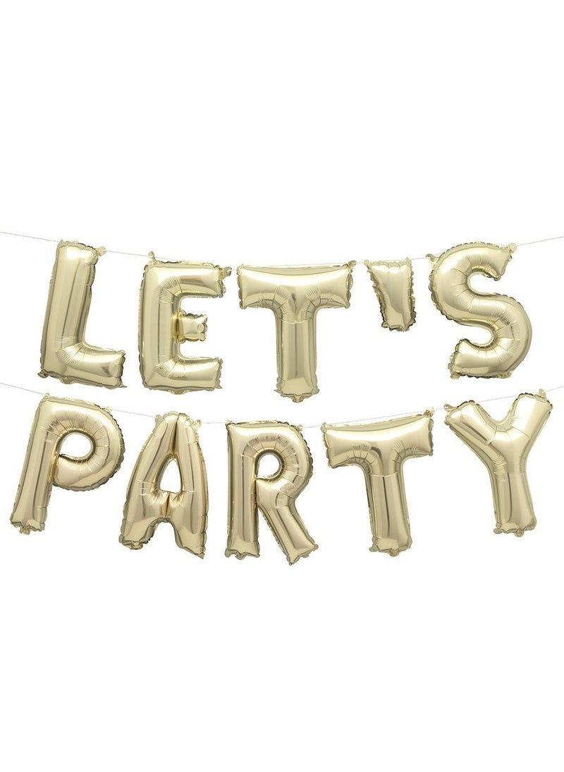 Unique Let's Party Balloon Banner Gold Foil 36cm 9-Pack - Image 1