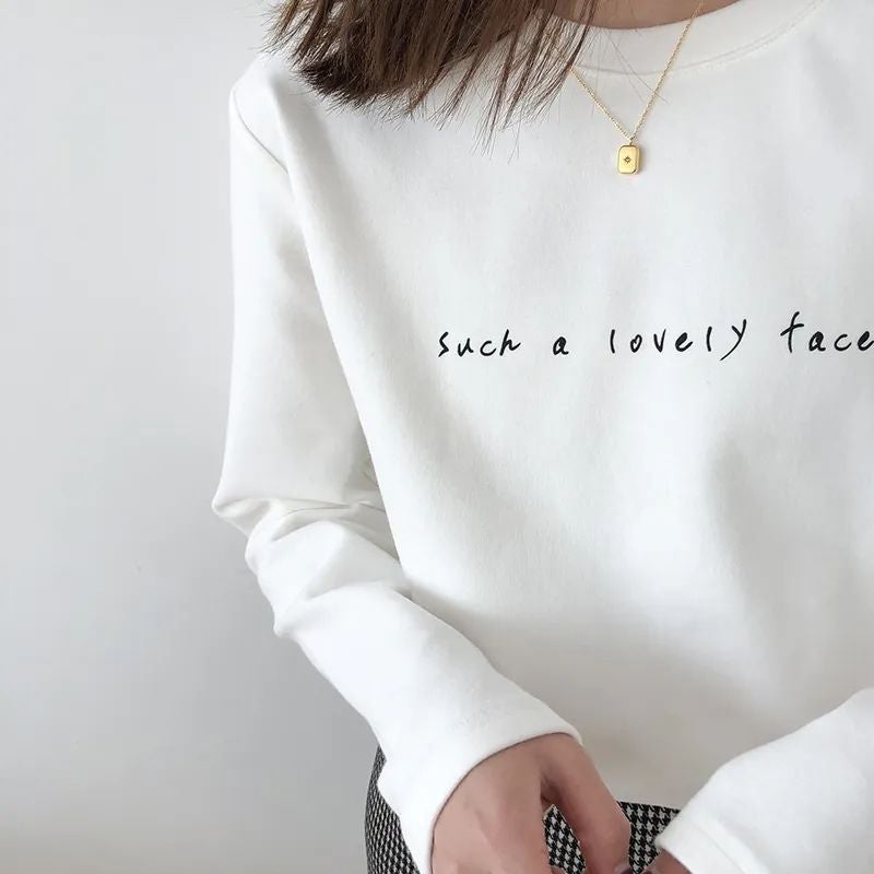 Double-sided Velvet Warm Long-sleeved T-shirt Women's Autumn and Winter New Korean-style Round Neck Loose fleece-lined Thickened Base Shirt - Image 5