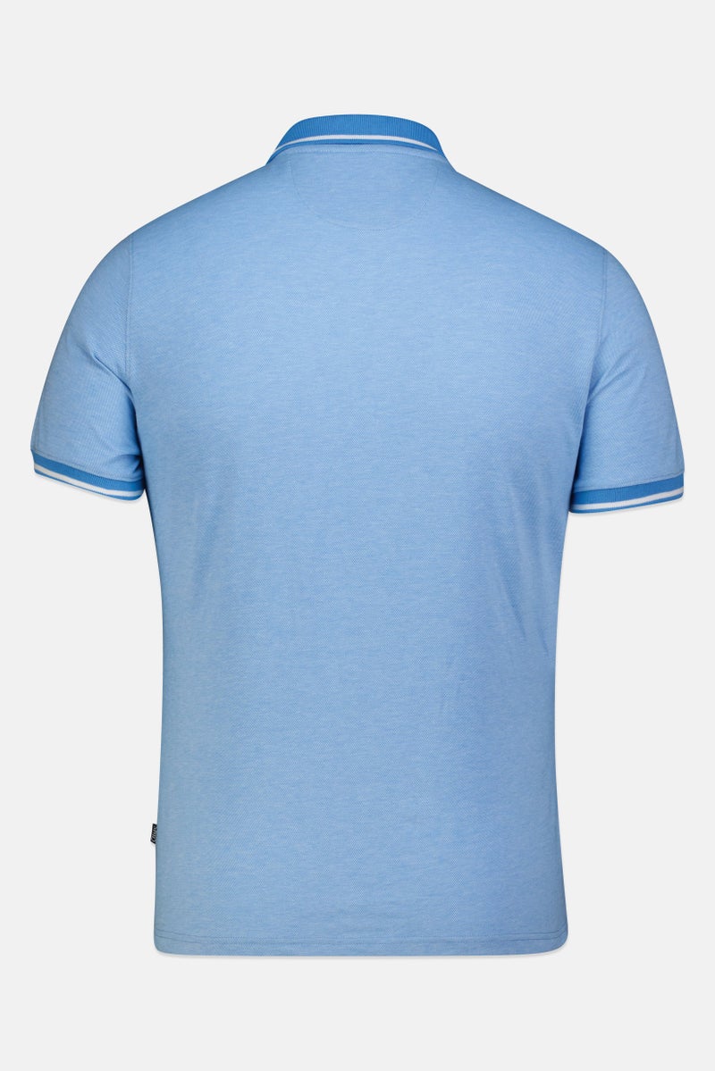 Chaps Men Regular Fit Birdseye Short Sleeve Polo Shirt, Blue - Image 3