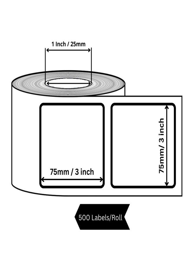 True-Ally 75x75 Thermal Transfer (Chromo) Square Barcode Label Sticker - 3 x 3 inch -75mm x 75mm - 500 Labels/Roll - White Self Adhesive for Printing Barcoding (10) - Image 2