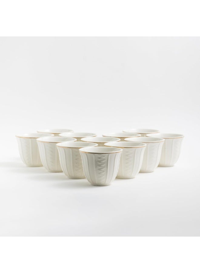 طقم فناجين قهوة سعودية مكون من 12 قطعة، مصنوعة من البورسلين، سعة 80 مل، بنقوش بارزة | فناجين قهوة مناسبة لتقديم القهوة في مختلف المناسبات والحفلات | أطقم فناجين قهوة للضيافة - Image 3