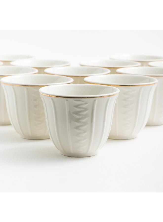 طقم فناجين قهوة سعودية مكون من 12 قطعة، مصنوعة من البورسلين، سعة 80 مل، بنقوش بارزة | فناجين قهوة مناسبة لتقديم القهوة في مختلف المناسبات والحفلات | أطقم فناجين قهوة للضيافة - Image 5