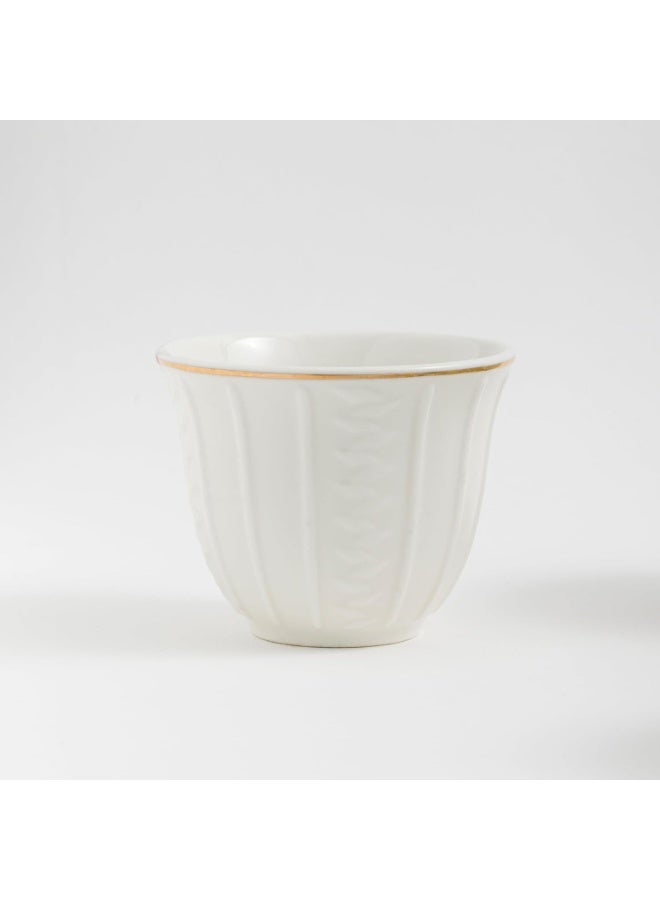 طقم فناجين قهوة سعودية مكون من 12 قطعة، مصنوعة من البورسلين، سعة 80 مل، بنقوش بارزة | فناجين قهوة مناسبة لتقديم القهوة في مختلف المناسبات والحفلات | أطقم فناجين قهوة للضيافة - Image 2