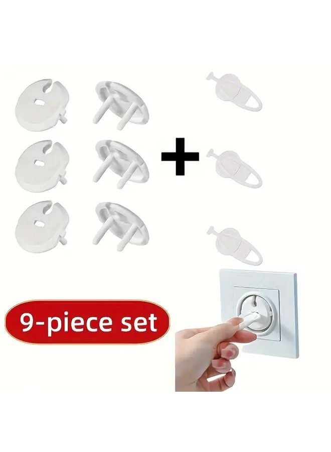9pcs European Style French Socket Outlet Protector Set With Key Safe Infant Power Protection Cover - Image 3