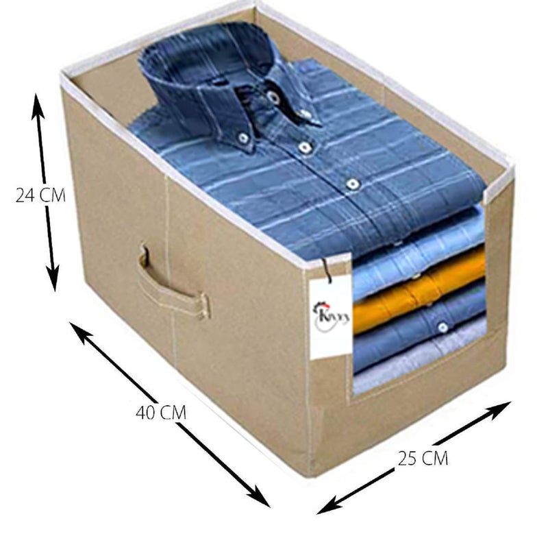 KIVYA Shirt Stacker Closet Organizer Storage boxes Shirts and Clothing Organizer for wardrobe Non woven Beige Set of 4 - Image 3
