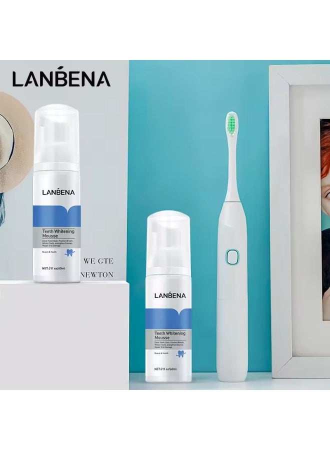 LANBENA 60ml Teeth Whitening  Mousse Remove Yellow Plaque Smoke Stains Oral Hygiene Toothpaste Teeth Cleaning Fresh Breath Tool - Image 3