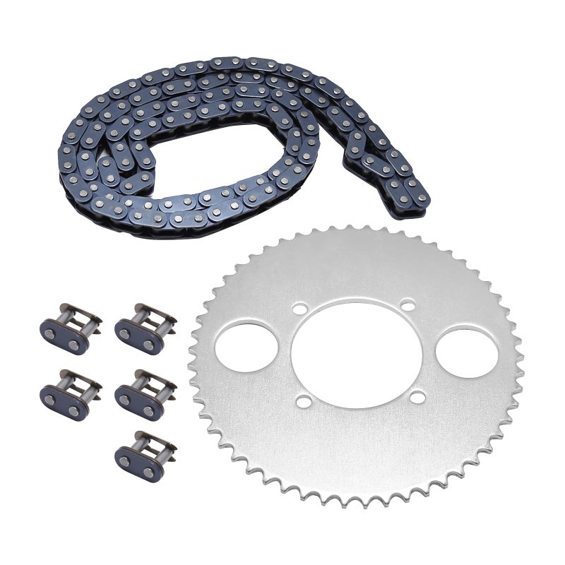 DUZFOREI T8F 54T Tooth Rear Sprocket with T8F 116 Links Chain and Master Link for 47cc 49cc 2-Stroke Engine Motor Chinese Kids Mini Moto Pocket Bike Gas Scooter ATV Quad Pit Dirt Bike - Image 1