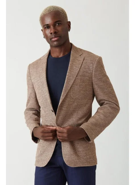 Bisse Men's 2 Button Double Slit Mono Collar Jacket BEIGE PCK22K22127_D07