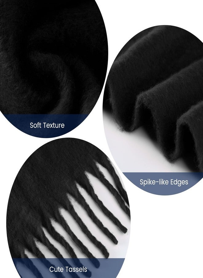 Premillow Women's Mohair Winter Scarf Pure Color, Warm Winter Scarf for Women and Men, Super Soft Luxurious Cashmere Feel Women Scarf, Black - Image 3