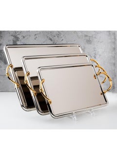 Generic 3 Pieces Steel Serving Tray Set 