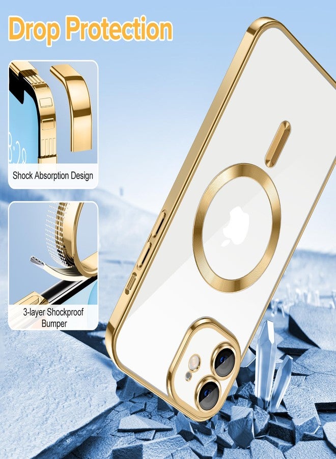 Hython Magnetic Clear for iPhone 11 Case with Camera Lens Protector [Compatible with MagSafe] Luxury Plating Edge Slim Soft TPU Cover Protective Phone Case for iPhone 11 6.1", Gold - Image 5
