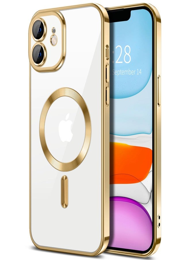 Hython Magnetic Clear for iPhone 11 Case with Camera Lens Protector [Compatible with MagSafe] Luxury Plating Edge Slim Soft TPU Cover Protective Phone Case for iPhone 11 6.1", Gold - Image 1