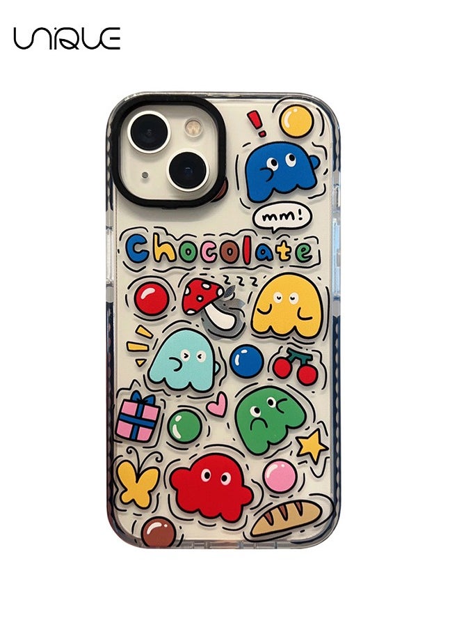 Unique - Compatible iPhone 15 Case, Retro Aesthetic Collage Vintage Chic Vibe Hippie Indie Groovy Stickers Graphic for Girls Women Soft Silica Gel Slim Shockproof Protective Case - Image 1