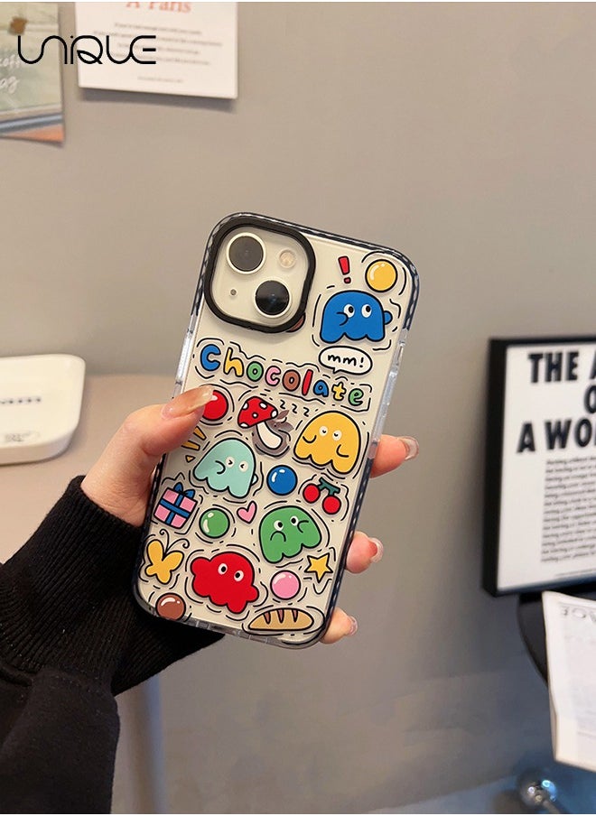 Unique - Compatible iPhone 15 Case, Retro Aesthetic Collage Vintage Chic Vibe Hippie Indie Groovy Stickers Graphic for Girls Women Soft Silica Gel Slim Shockproof Protective Case - Image 1