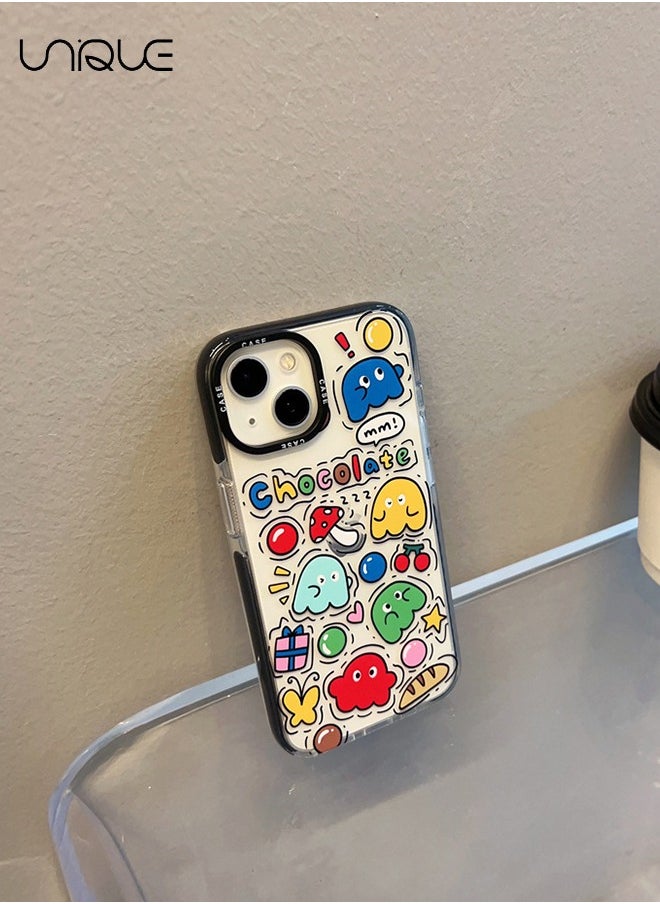Unique - Compatible iPhone 15 Case, Retro Aesthetic Collage Vintage Chic Vibe Hippie Indie Groovy Stickers Graphic for Girls Women Soft Silica Gel Slim Shockproof Protective Case - Image 1