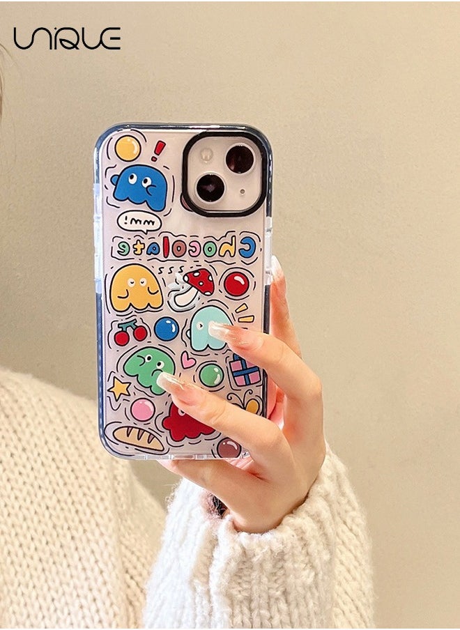 Unique - Compatible iPhone 15 Case, Retro Aesthetic Collage Vintage Chic Vibe Hippie Indie Groovy Stickers Graphic for Girls Women Soft Silica Gel Slim Shockproof Protective Case - Image 1