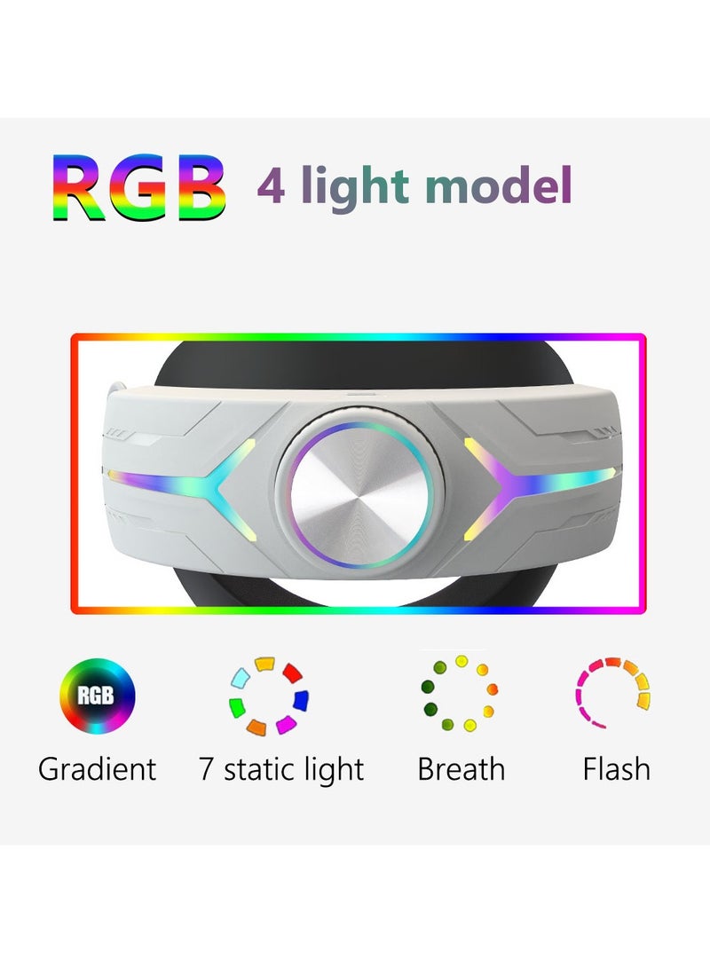 بطارية 8000 مللي أمبير في الساعة لـ Meta Oculus Quest 3 حزام للرأس لشحن سماعة الرأس VR RGB ملحقات Elite Headstrap (أبيض وأسود) - Image 3