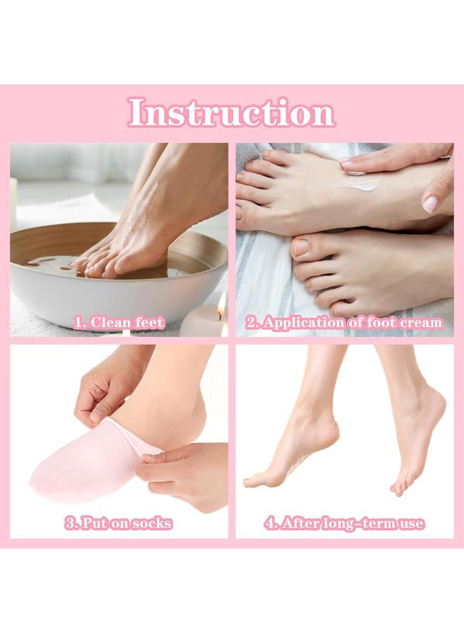 KOWVOWZ 3 أزواج من الجوارب السيليكونية، جوارب مرطبة، جوارب الألوفيرا للعناية بالقدمين للقدمين الجافة المتشققة، علاج سبا القدمين لإصلاح كعوب متشققة وتليين المسامير - Image 4