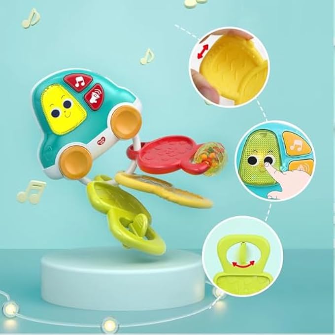 SMART MUSICAL CAR KEYCHAIN FOR BABY AGES 9+ MONTHS - BABY RATTLES LIGHTS UP KEY TODDLER BOY: EXCITING SOUNDS AND LIGHTS, SIMPLE TO USE, LIGHTWEIGHT CULTURAL ACTIVITIES, LEARNING FUN, SAFE - Image 2