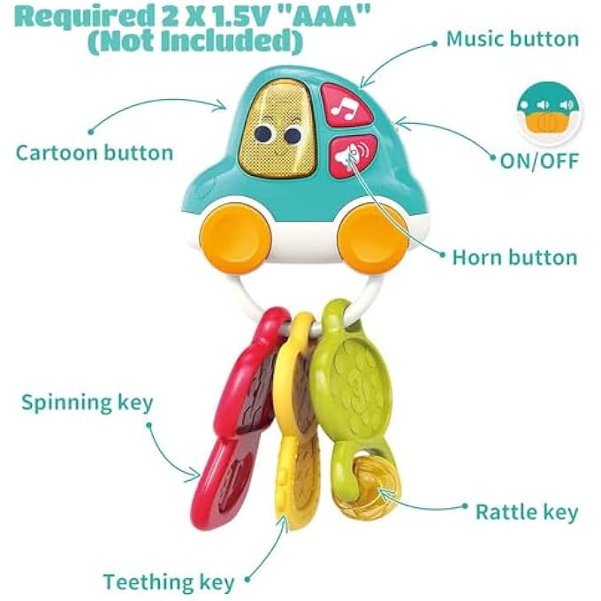 SMART MUSICAL CAR KEYCHAIN FOR BABY AGES 9+ MONTHS - BABY RATTLES LIGHTS UP KEY TODDLER BOY: EXCITING SOUNDS AND LIGHTS, SIMPLE TO USE, LIGHTWEIGHT CULTURAL ACTIVITIES, LEARNING FUN, SAFE - Image 4