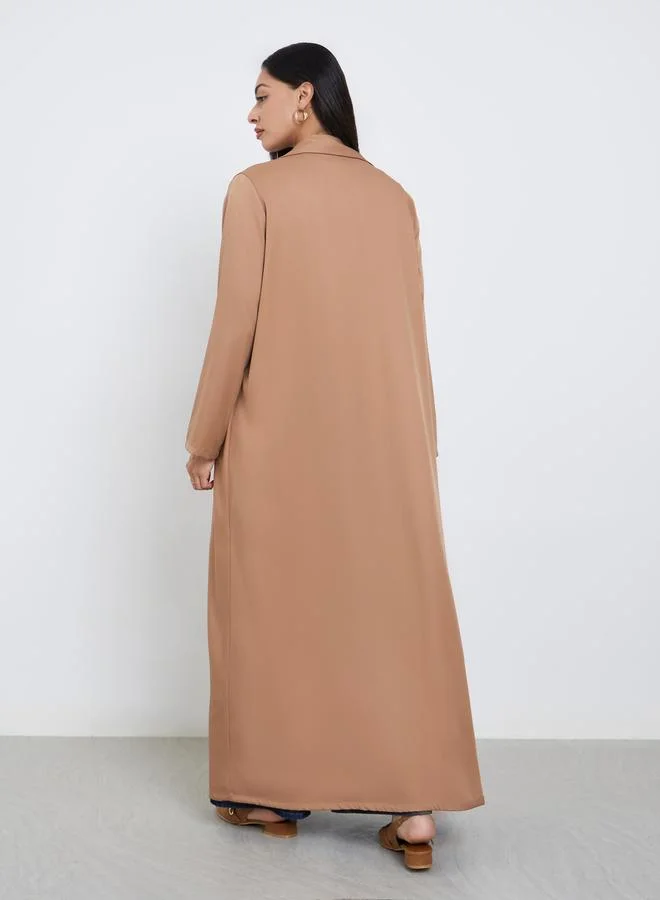 Amirah  Beige Open Front Abaya for Women | Best Price UAE