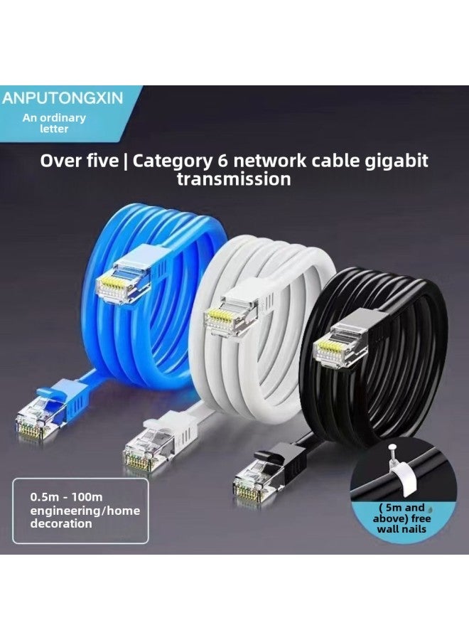 Network Cable Apron Super Category 6 Super Category 5 Double Shielded Gigabit Home 10 Gigabit Computer Broadband Router Finished Network Cable-Color:[category 6 Oxygen-free Copper Has Passed Tests] Black 100m Transmission Network Faster-Line Length:100m