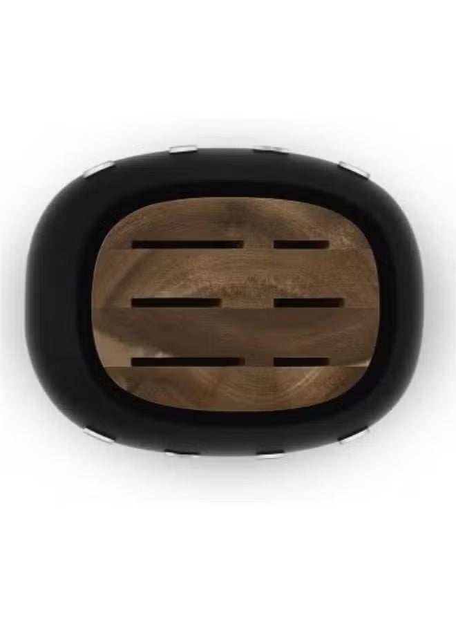 SMEG knife holder, stainless steel knife holder polished chrome-plated surface and alloy ring wood knife slot bracket black (excluding stainless steel knife) - Image 3