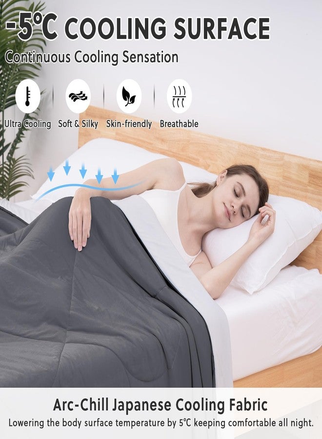 HOMFINE Cooling Comforter Japanese Double-Sided Cold Tech Fabric Cooling Blanket for Night Sweats Hot Sleepers, Q-Max 0.45 Soft Breathable Silky Smooth Lightweight Grey Summer Comforter Queen - Image 2