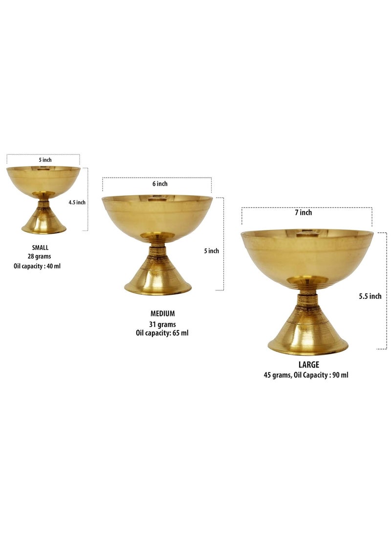 Tia Crafts Tia Crafts Akhand Diya Decorative Brass Diya Brass lamp Niranjan Diya for Pooja Plate Large  - Image 2