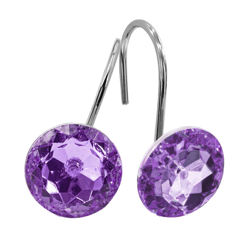 MitoVilla Purple Shower Curtain Hooks Rings Metal Shower Hooks for Shower Curtain Liner Purple Rust Proof Shower Rings for Curtain Accessories and Bathroom Shower Rod 12 Pack Bathroom Set