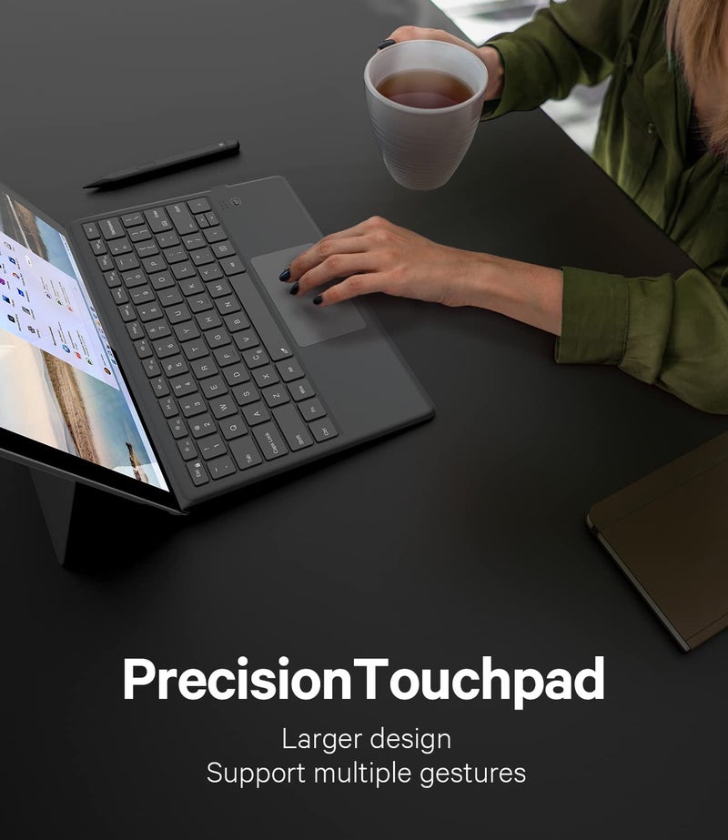 GreenLaw لوحة مفاتيح GreenLaw Surface Pro 9، لوحة مفاتيح Pro 8، 13 بوصة، إضاءة خلفية 7 ألوان مع لوحة لمس متعددة الإيماءات، بلوتوث لاسلكي 5.1، غطاء نوع قابل للفصل فائق النحافة لـ Surface Pro 9/8/X 13 بوصة، رمادي - Image 3