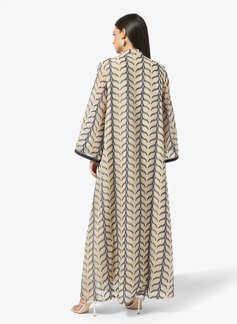 Khizana Monochrome Printed Jalabiya
