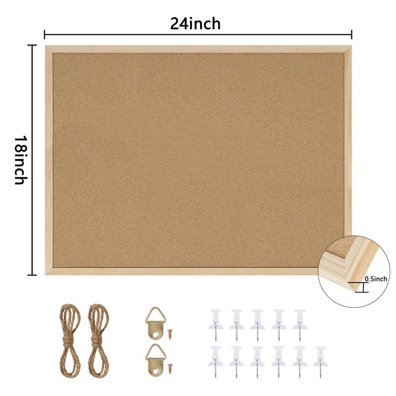 DAHAPYBOO Cork Board Bulletin Board,24x18 Cork Board for Office with Pin Oak Wood Boards,Message Board or Vision Board Decoration. - Image 2
