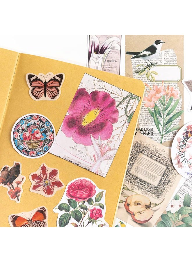 Alideco 200pcs Vintage Scrapbook Supplies Kit Kawaii Mushrooms, Flowers Scrapbooking Paper Washi Bullet Journals Planners Collage Album Aesthetic Cottagecore - Image 5