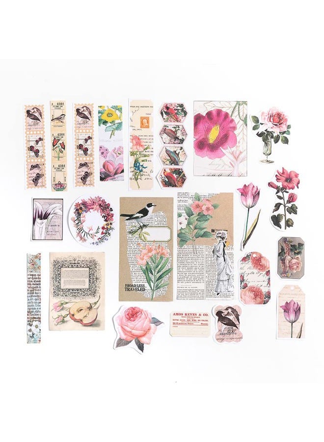 Alideco 200pcs Vintage Scrapbook Supplies Kit Kawaii Mushrooms, Flowers Scrapbooking Paper Washi Bullet Journals Planners Collage Album Aesthetic Cottagecore - Image 2