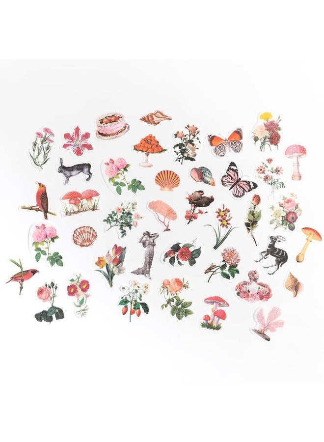 Alideco 200pcs Vintage Scrapbook Supplies Kit Kawaii Mushrooms, Flowers Scrapbooking Paper Washi Bullet Journals Planners Collage Album Aesthetic Cottagecore - Image 3