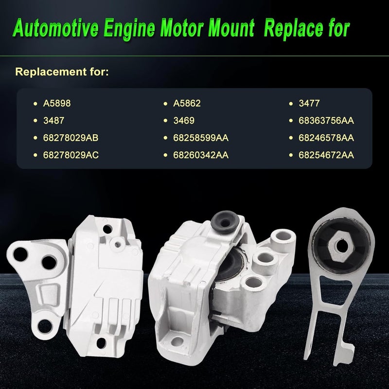 SHICHU Engine Motor Mount Set for 2016-2018 Fiat 500X, 2015-2020 Renegade, 2017-2020 Compass, 15-18 Ram ProMaster City 2.4L - Image 3