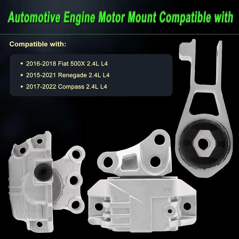 SHICHU Engine Motor Mount Set for 2016-2018 Fiat 500X, 2015-2020 Renegade, 2017-2020 Compass, 15-18 Ram ProMaster City 2.4L - Image 2